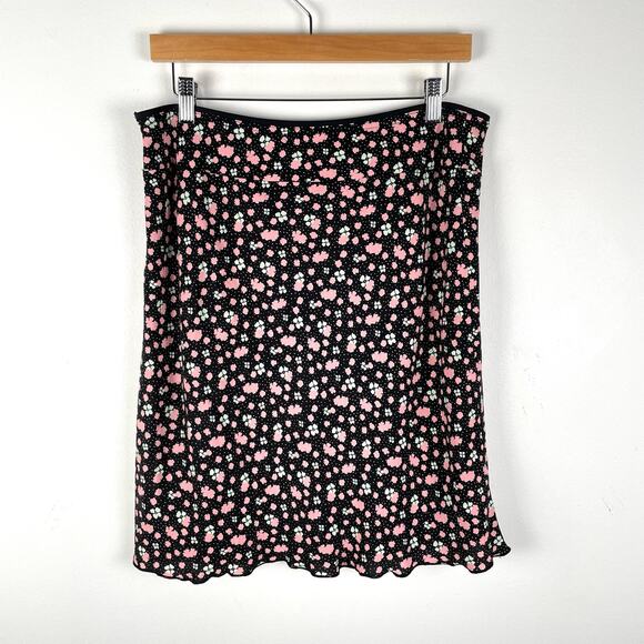 Free People IRL Vintage Ditsy Floral Print Skirt Womens 8 Black Pink A Line NWOT - Picture 7 of 12